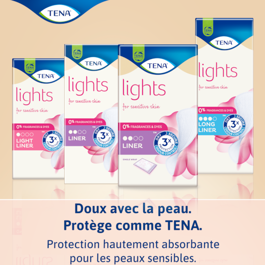 Protège-slips pour incontinence TENA Lights emballé individuellement | Pour les peaux sensibles