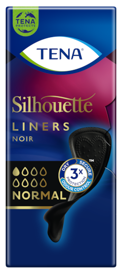 TENA Silhouette Noir Normal | Protège-slips d’incontinence noirs
