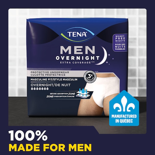 TENA Men Extra Coverage Overnight Underwear are 100% made for men. 