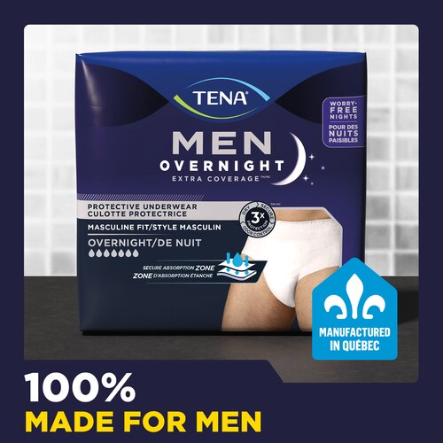 TENA Men Extra Coverage Overnight Underwear are 100% made for men. 