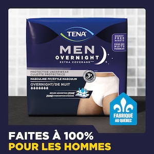 La culotte de nuit TENA Men Overnight Extra Coverage est entièrement conçue pour les hommes. 