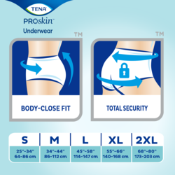 La culotte d’incontinence TENA ProSkin d’absorption Plus offre un ajustement près du corps qui assure une protection contre les fuites