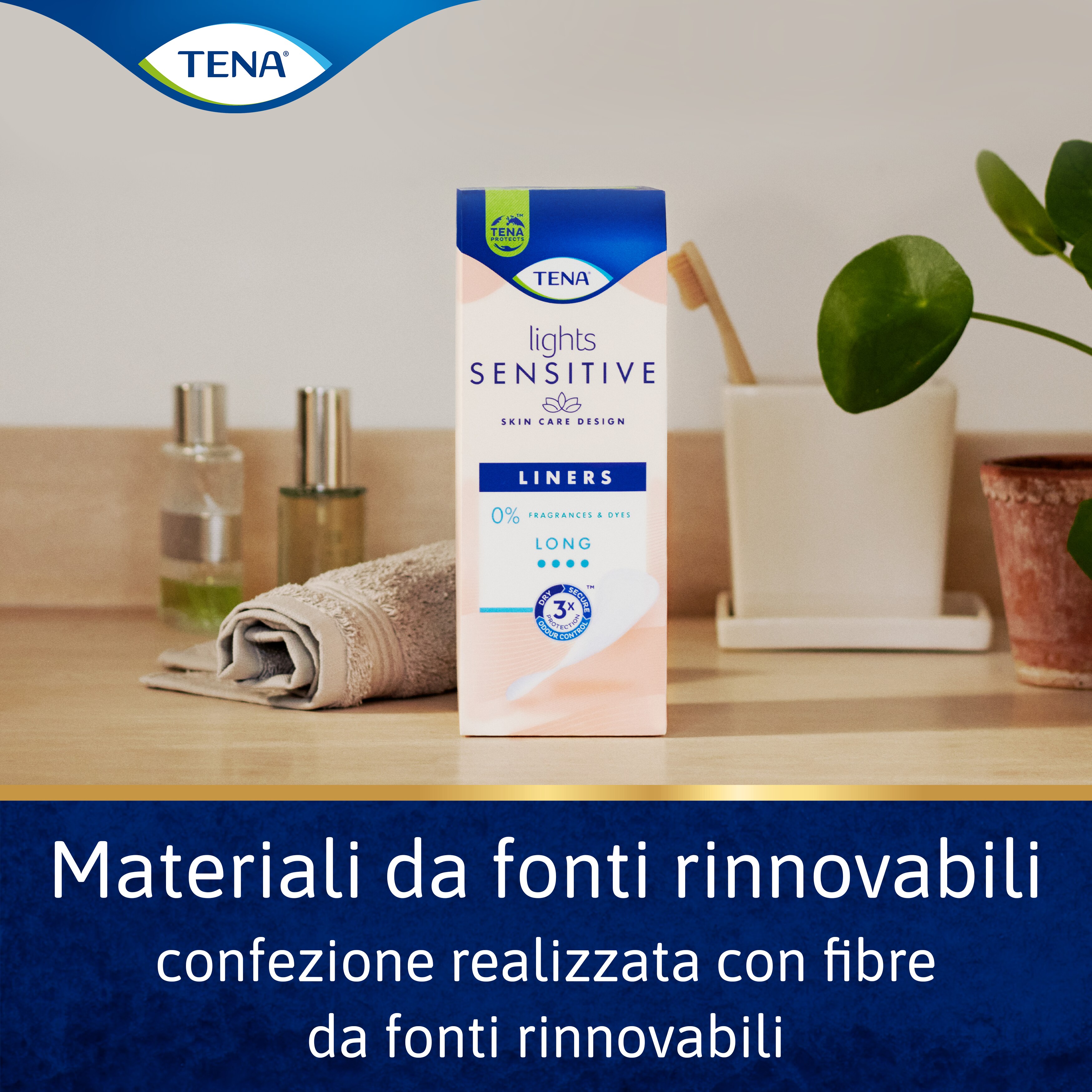 Materiali rinnovabili: questa confezione è realizzata con fibre rinnovabili