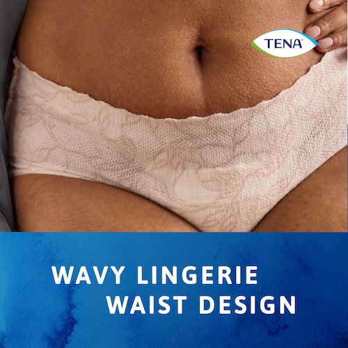 Design avec liseré féminin du sous-vêtement absorbant TENA Silhouette