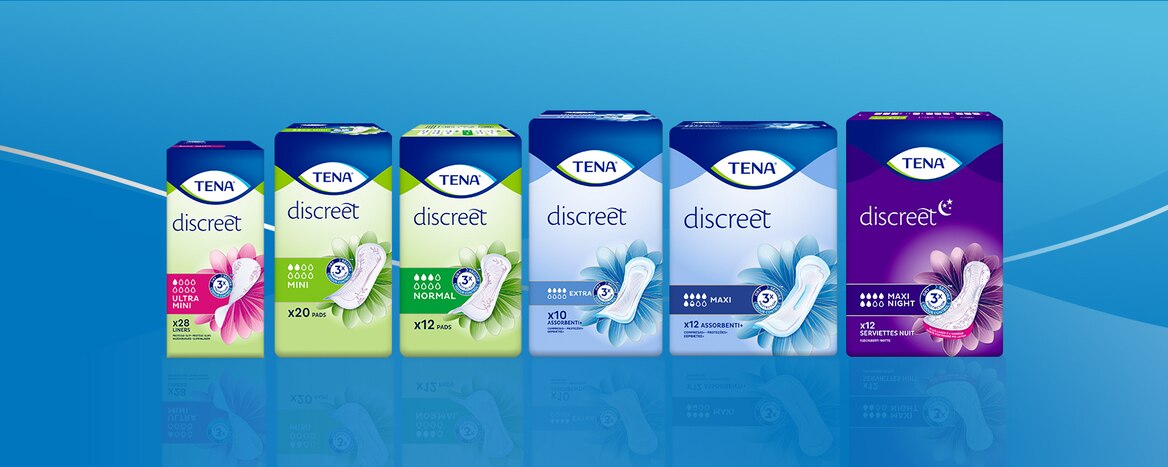 Paquetes de TENA Discreet Extra, Extra Plus y Maxi