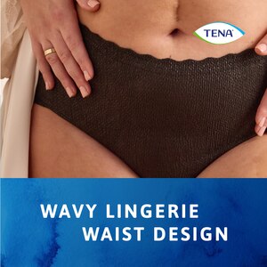 Wavy waist design of TENA Silhouette underwear