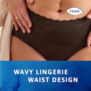Design de cintura ondulado da roupa interior TENA Silhouette