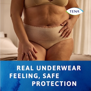 Woman wearing TENA Silhouette that gives real underwear feeling and safe protection