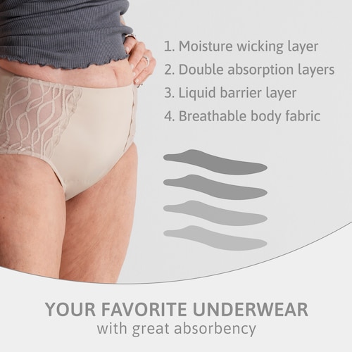 Invisible built-in protection of 4 layers for great absorbency