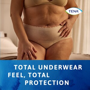 Woman wearing TENA Silhouette underwear that gives total protection