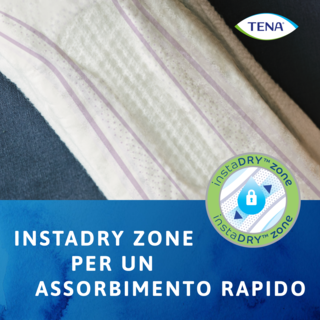 instaDRY™ Zone per un assorbimento rapido – Assorbenti per incontinenza TENA Discreet Protect+ Maxi