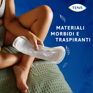 Materiali morbidi e traspiranti di TENA Discreet Protect+ Maxi
