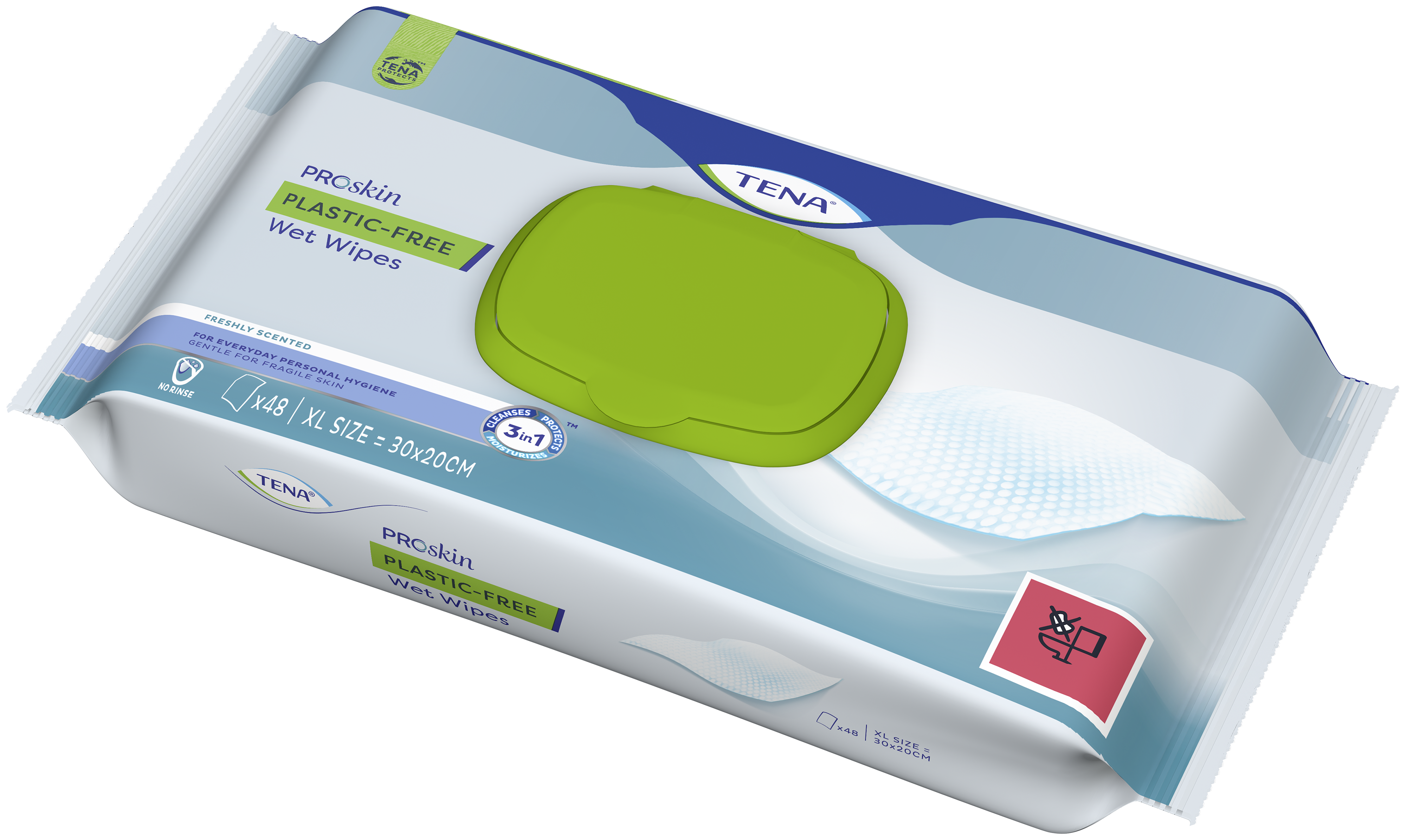 TENA ProSkin Plastic-Free Feuchttücher | in Erwachsenengröße 