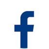 Blue Facebook "f" logo on a white circular background.