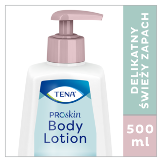 Lotion do ciała TENA PROskin 500 ml z delikatnym, świeżym zapachem, idealny do codziennej pielęgnacji skóry.