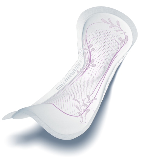TENA Discreet Normal is an anatomically shaped pad with elasticated sides 