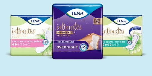 TENA Stylish range TENA Stylish Discreet Normal TENA Stylish Extra and TENA Stylish Underwear packs