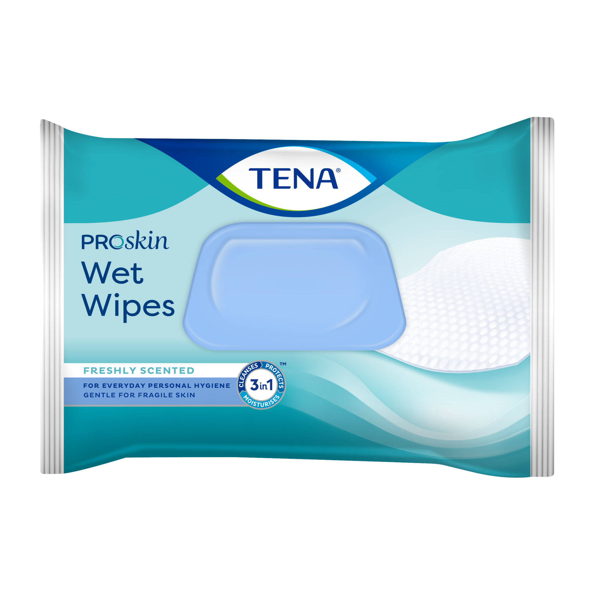 TENA Wet Wipes drėgnos servetėlės pakuotėje su plastikiniu dangteliu 