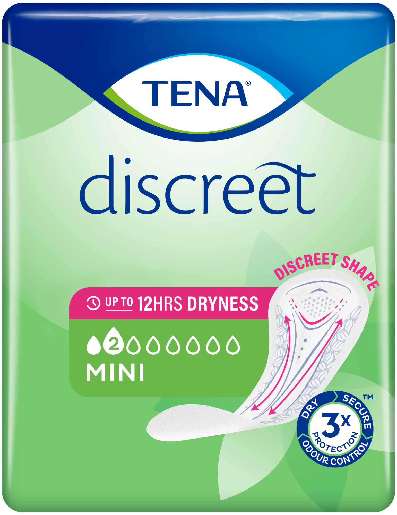 Pack shot of TENA Discreet Mini pad