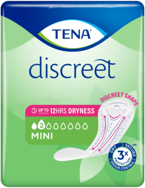 Verpakkingsfoto van TENA Discreet Mini verband