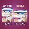 TENA Sensitive Care Maximum underwear are available in two different colors, white and beige. White is only available in sizes S/M and beige is available in sizes L, XL and XXL.