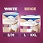 TENA Sensitive Care Maximum underwear are available in two different colors, white and beige. White is only available in sizes S/M and beige is available in sizes L, XL and XXL.