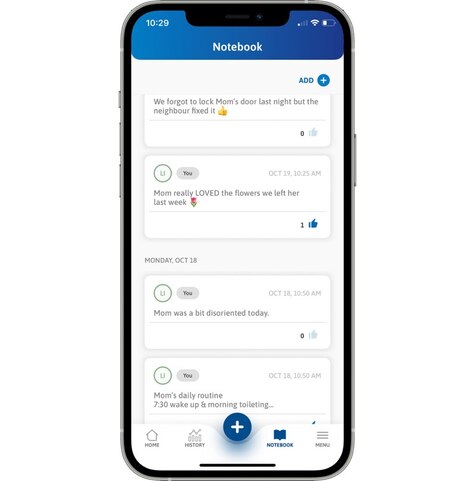 Smartphone showing TENA SmartCare app screen 4