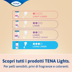 Trova il tuo proteggi-slip preferito nella gamma di protezioni per incontinenza TENA lights per pelli sensibili