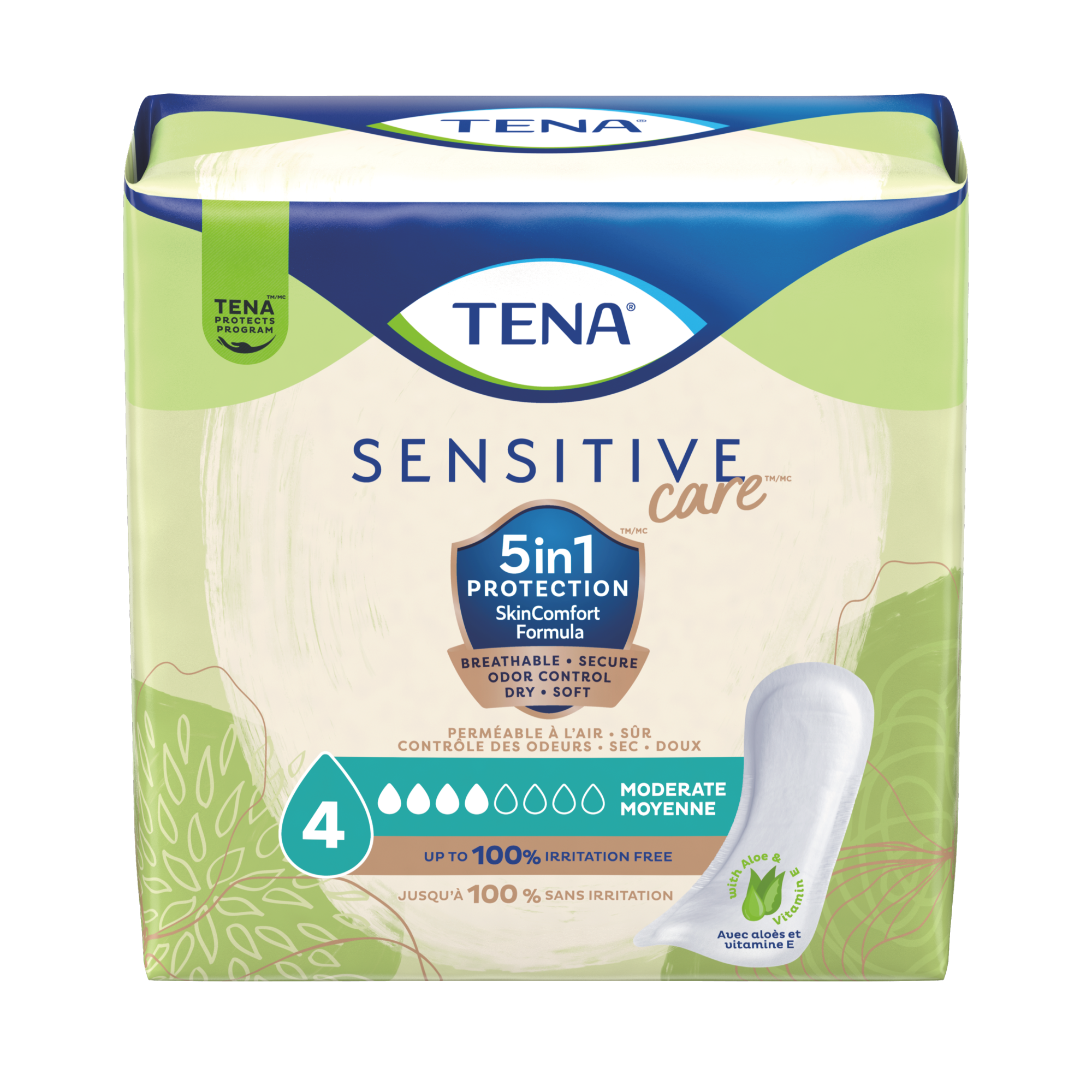 Pack shot of TENA Sensitive Care Moderate pad