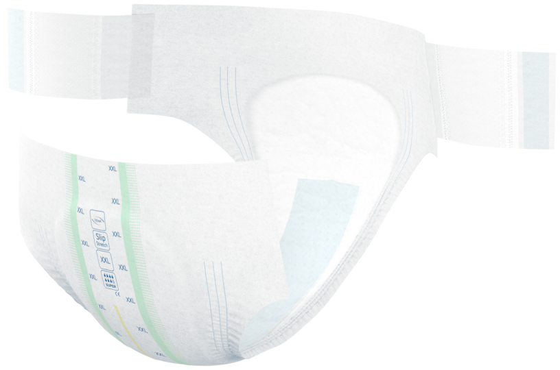TENA ProSkin Slip Bariatric Super, met elastiek aan de zijkanten en hersluitbare haaksluitingen voor een perfecte en veilige pasvorm