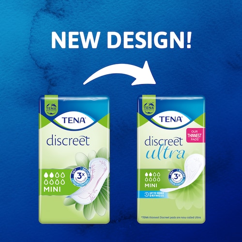 Novo design! TENA Discreet Ultra Mini