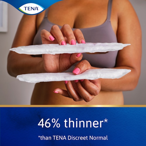 46% thinner than TENA Discreet Normal