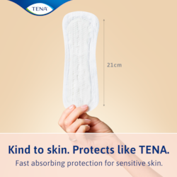 TENA lights incontinenece liners are kind to skin