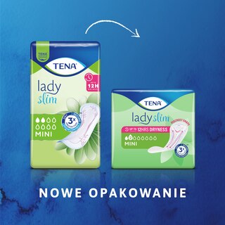 Wizualizacja zmiany opakowania podpasek TENA Lady Slim Mini 