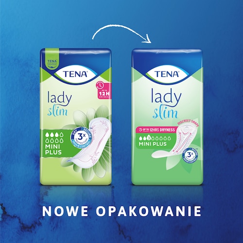 Prezentacja nowego opakowania TENA Lady Mini Plus w porównianiu z poprzednią wersją