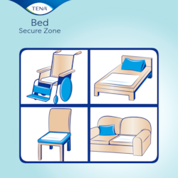 TENA Bed aizsargpalagu ar drošu uzsūkšanas zonu lietošana
