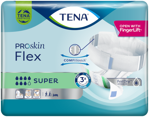 TENA Flex Super | Ergonomiskt bältesförsedd inkontinensprodukt