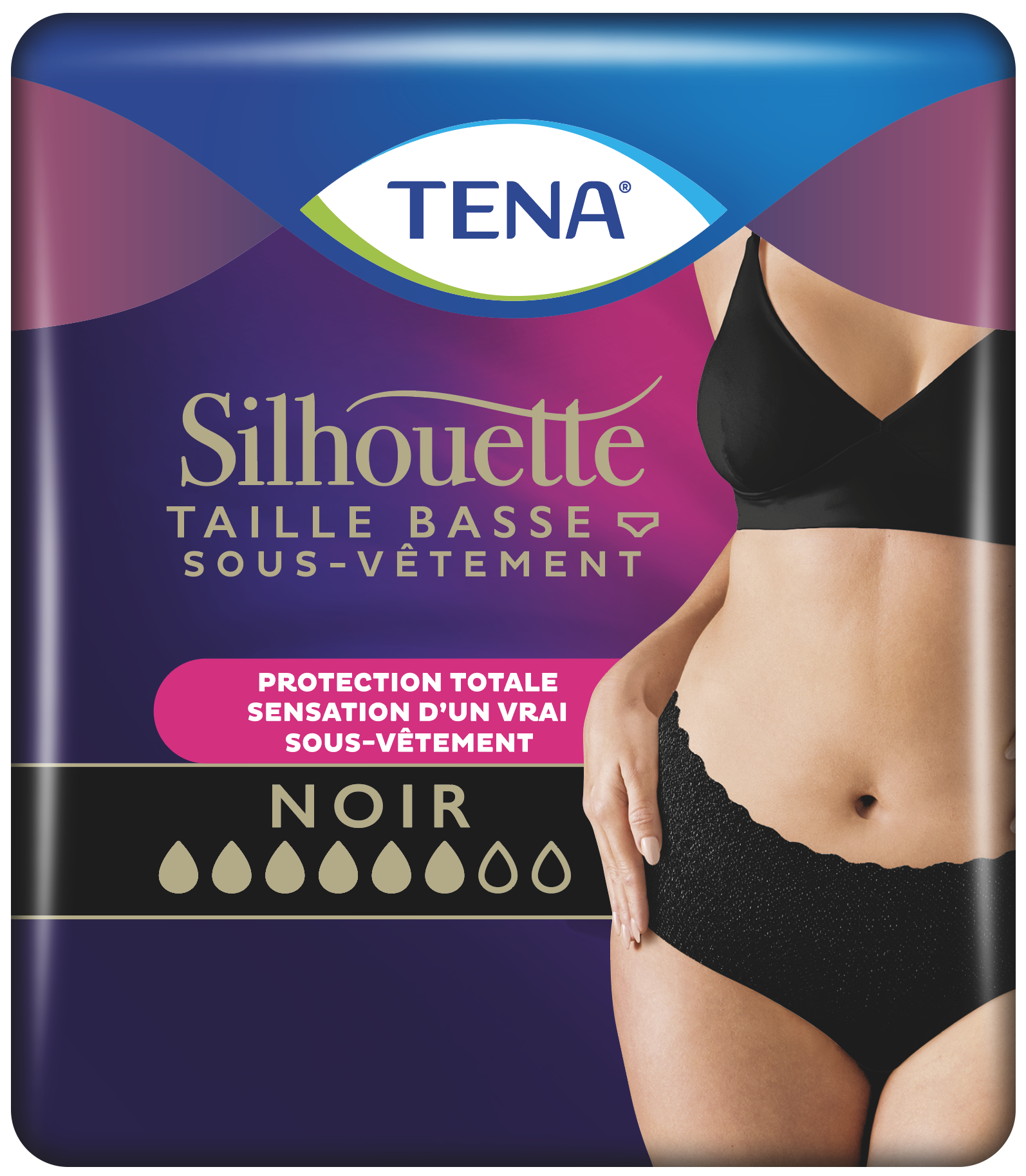 TENA Silhouette Taille basse Noir | Sous-vêtement absorbant
