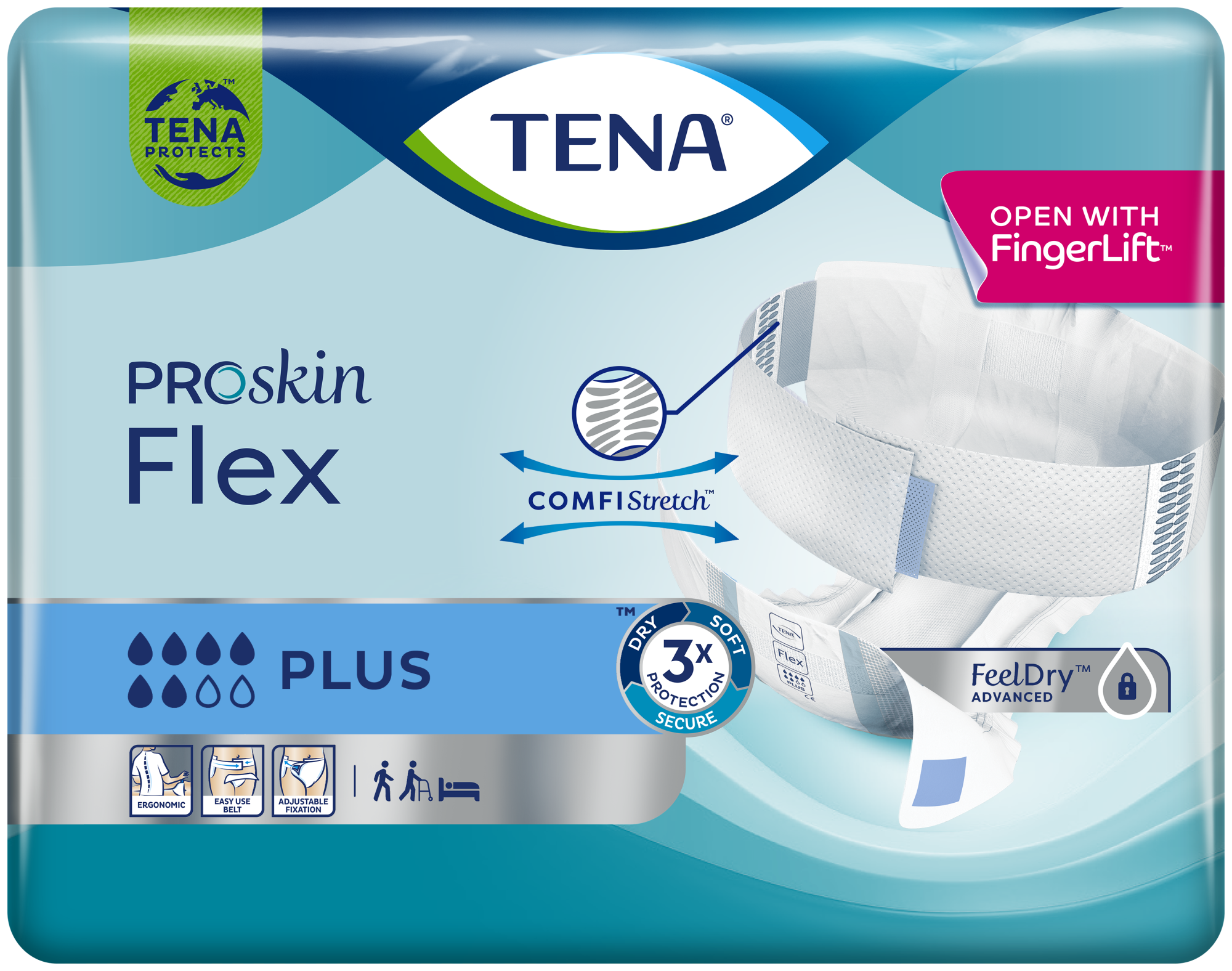 TENA Flex Plus | Inkontinenzprodukt mit ergonomischem Hüftbund