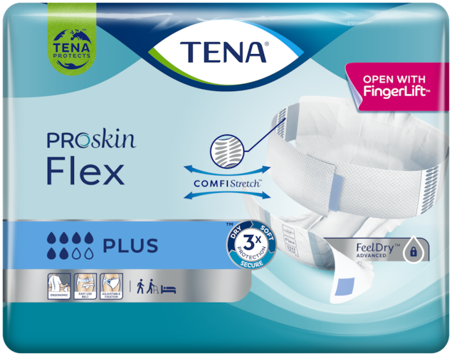 „TENA Flex Plus“ | ergonomiškos sauskelnės su užsegimo juosta nelaikantiems šlapimo