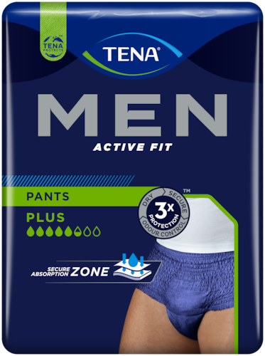 TENA Men Active Fit Pants Plus | Blått inkontinensundertøy