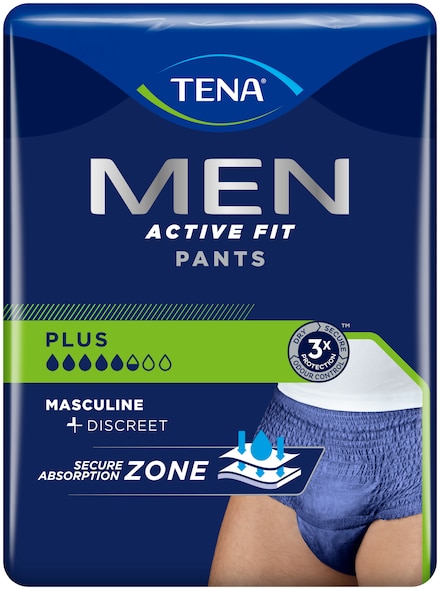 TENA Men Active Fit Pants Plus | Roupa Interior Azul para Incontinência