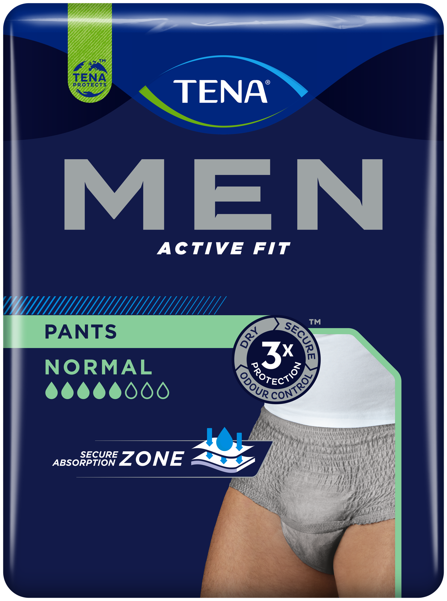 TENA Men Active Fit Pants Normal | Sous-vêtement absorbant gris