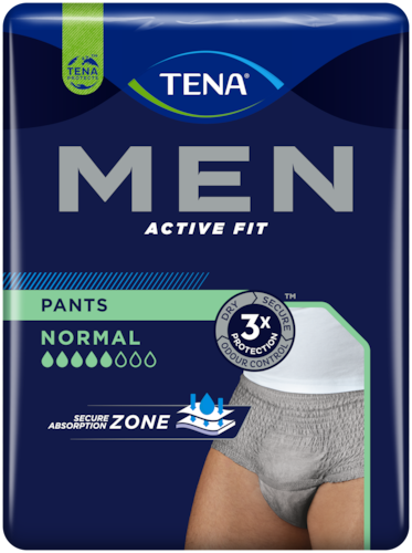 TENA Men Active Fit Pants Normal | Grå inkontinensunderbukser