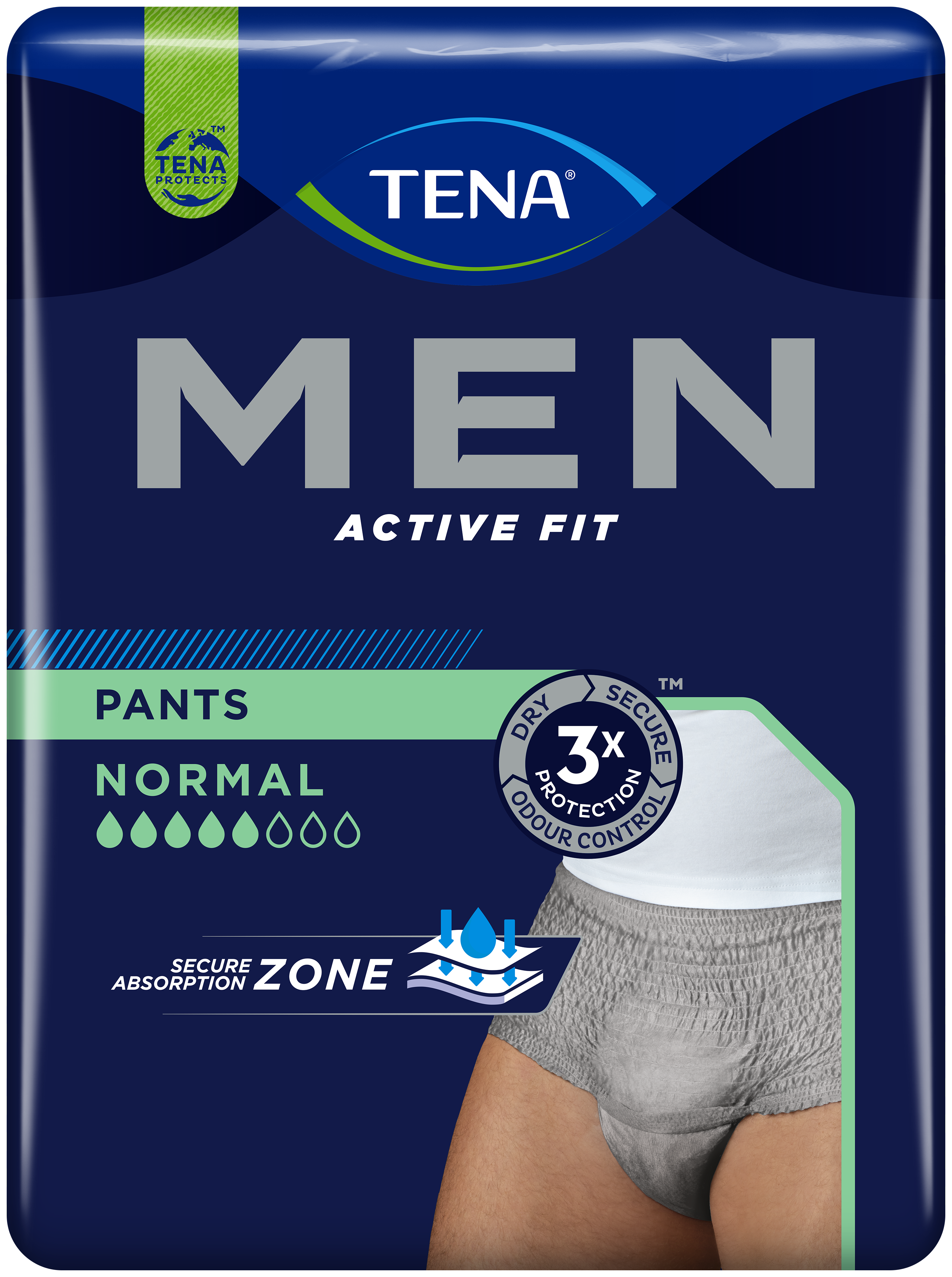 TENA Men Active Fit Pants Normal | Grå inkontinensunderbukser
