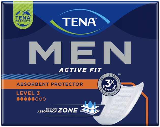 TENA Men Active Fit avec protection absorbante de niveau 3 | Protections pour fuites urinaires