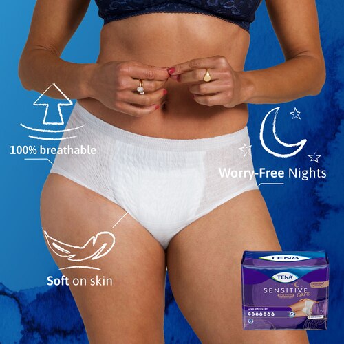 Tena Sensitive Care Overnight Underwear Small/Medium, 16Ct