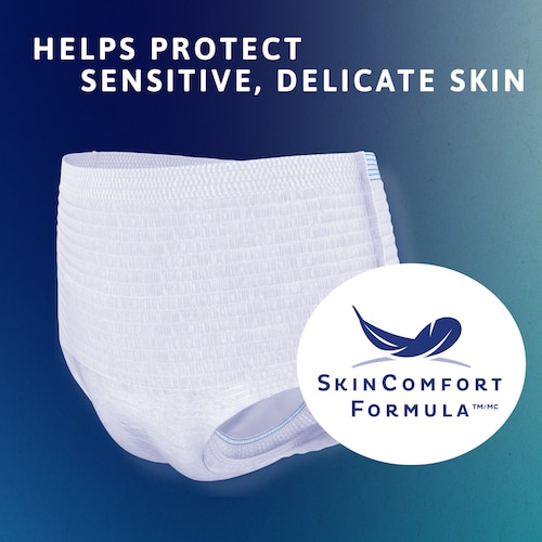 Incontinence underwear with SkinComfort Formula - Helps protect sensitive, delicate skin