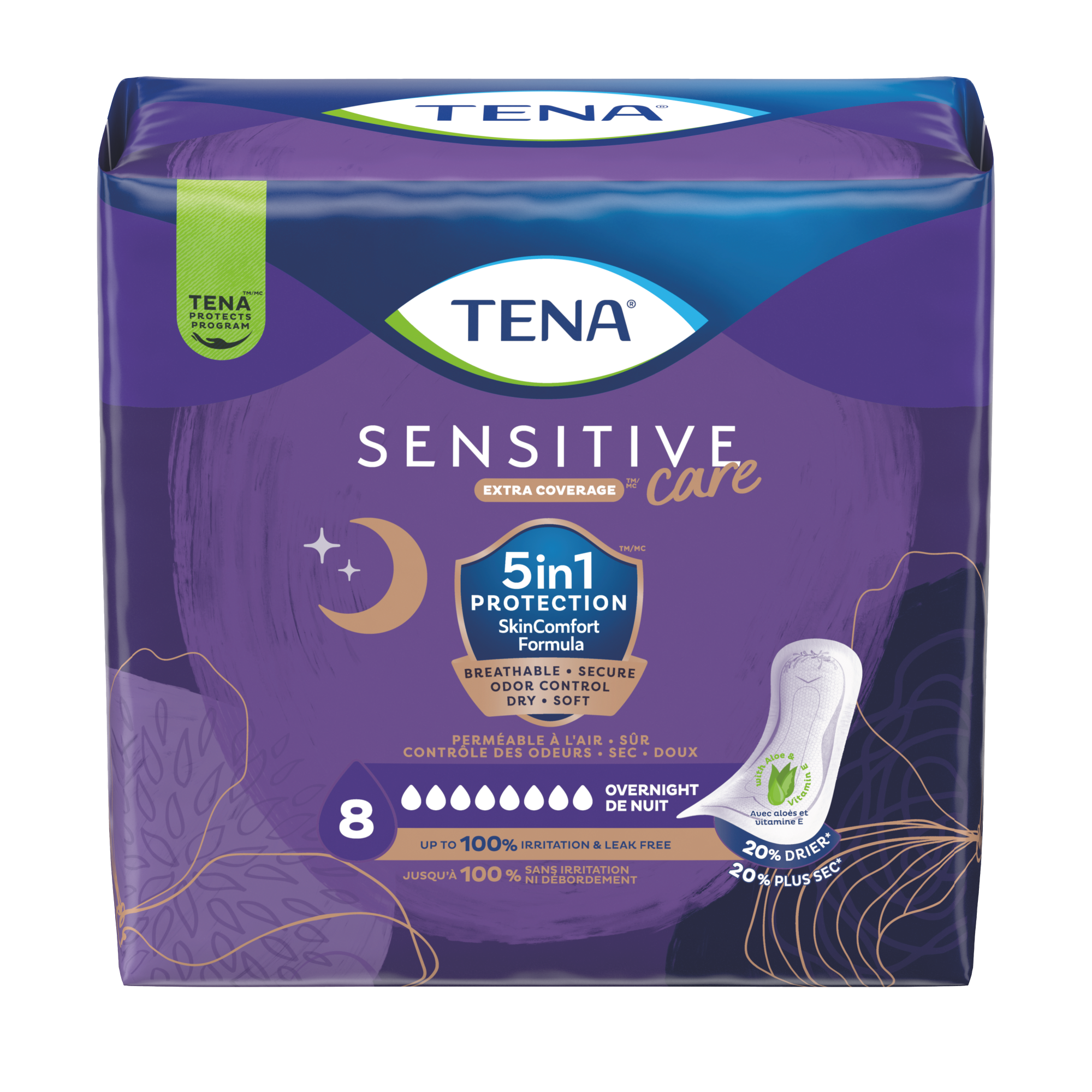 TENA Sensitive Care Extra Coverage™ Overnight | Incontinence pads