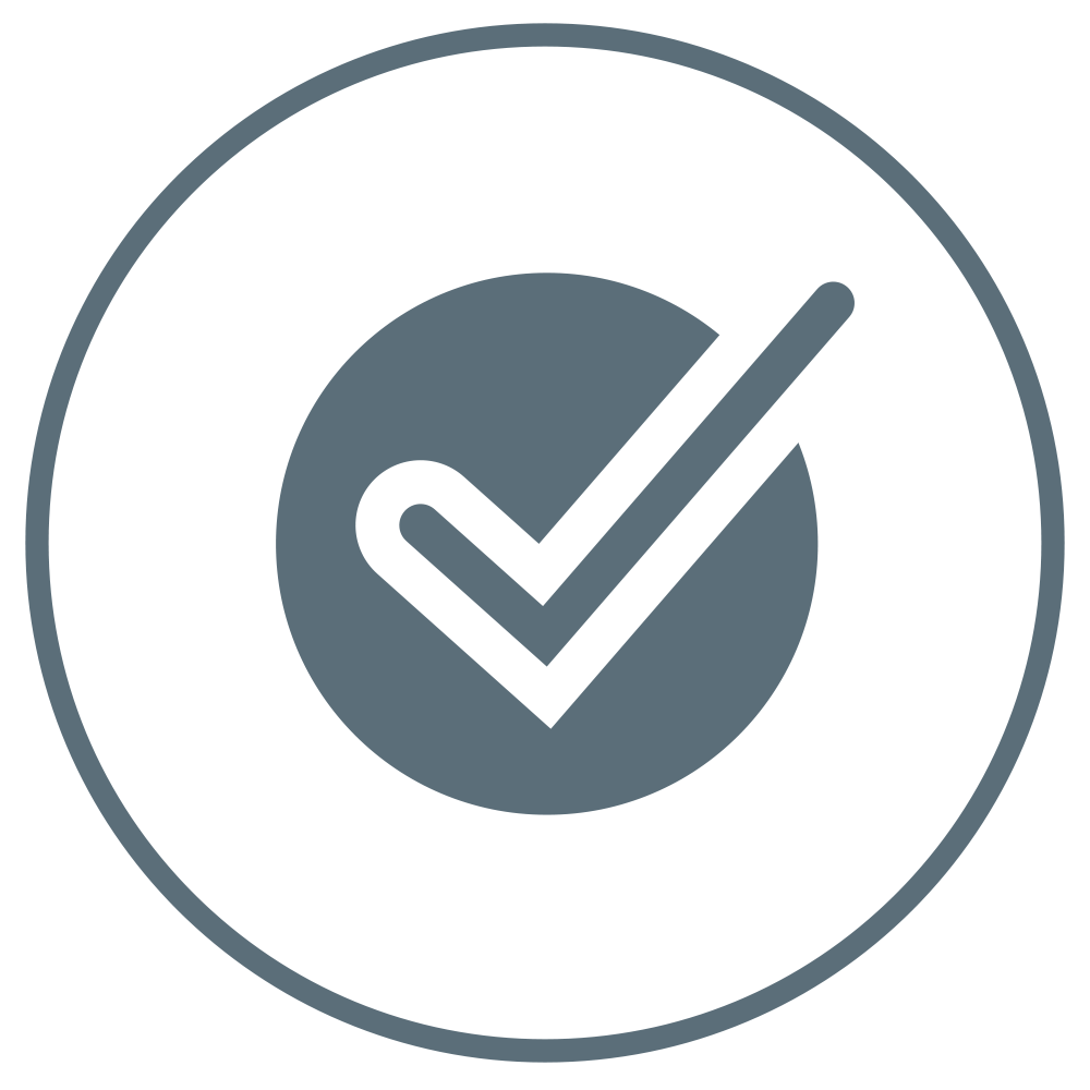 Una casilla marcada con un signo de verificación para representar la aplicación fácil y rápida.